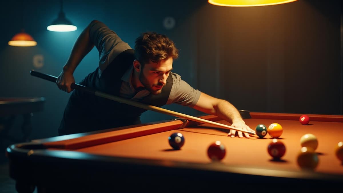 Professional pool player in action